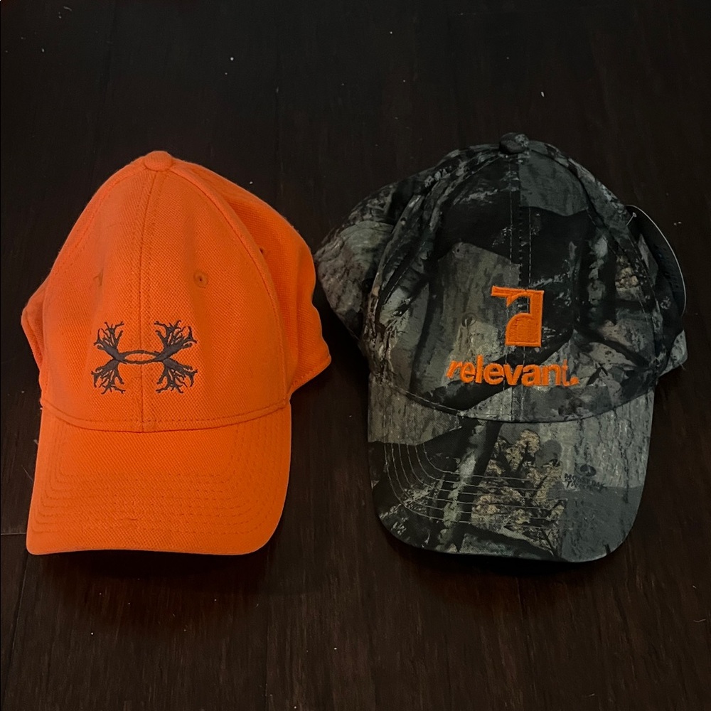 Under Armour Orange and Relevant Camouflage Cap Set as OS